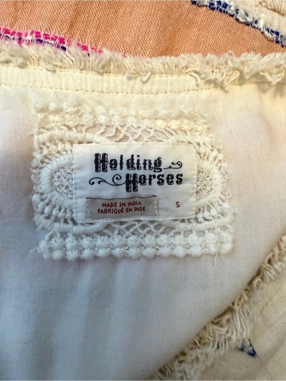 Anthropologie Cream Tunic Dress with Peach & Pink Stripes